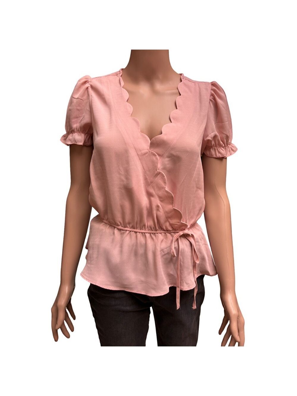 Haute Monde Pink Ruffle Sleeve Blouse Small